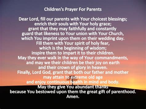 Catholic Prayers Childrens Prayer For Parents