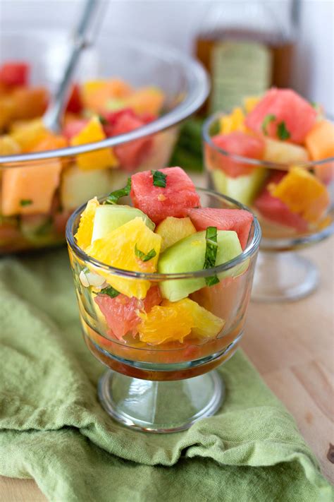 Pineapple And Melon Fruit Salad With Citrus Mint Dressing Cpa