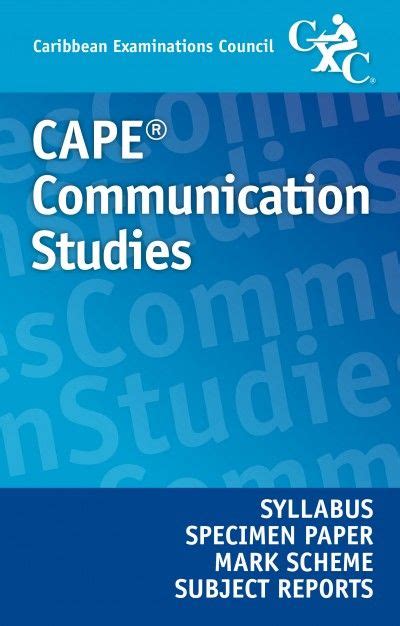 Cape Communication Studies Syllabus Specimen Paper Mark Scheme And