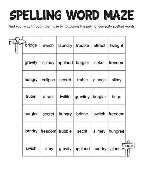 Printable Spelling Word Practice Sheets
