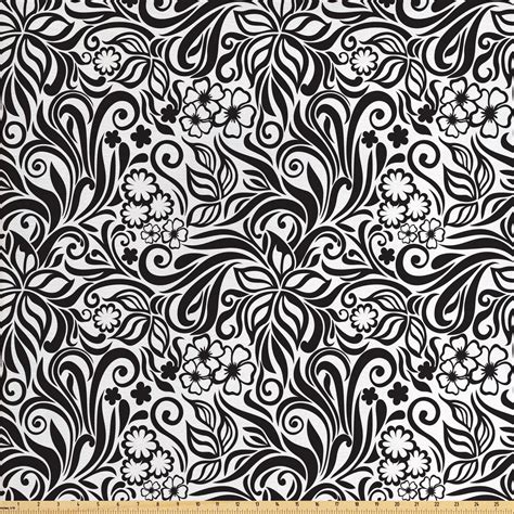 Black And White Fabric By The Yard Western Scroll Pattern Design With