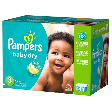Pampers Baby Dry Giant Pack 144 Count Diapers Size 3 Disposable