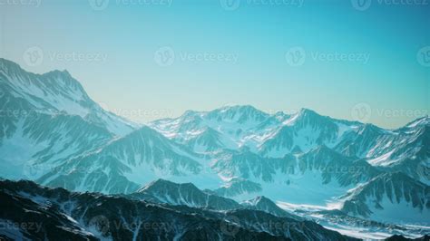 Scenic View On Snowy Matterhorn Peak In Sunny Day With Blue Sky