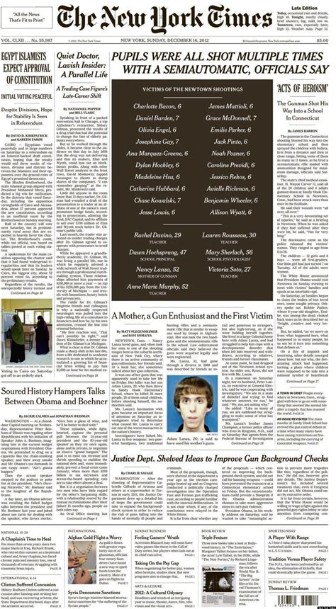 New York Times Other News Outlets Run Newtown Shooting