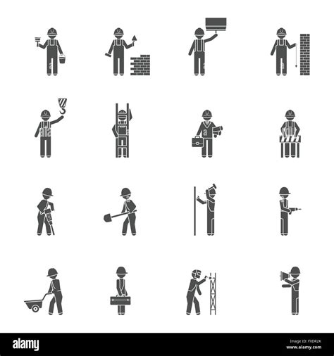 Builders Silhouette Flat Icon Set Stock Vector Image And Art Alamy