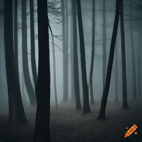 Photograph Of A Foggy Forest With Deep Shadows On Craiyon