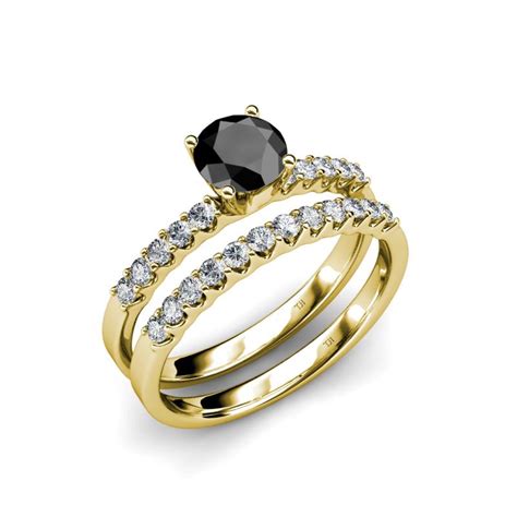 Black And White Diamond Four Prong Womens Engagement Ring