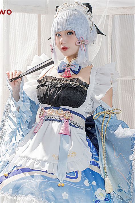 【pre Sale】uwowo Genshin Impact Fanart Ayaka Maid Dress Cosplay Costume Shopperboard