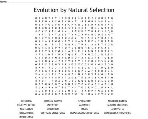 How do these results demonstrate natural selection? Evolution by Natural Selection Word Search - WordMint
