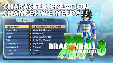 Dragon Ball Xenoverse 3 Character Creation Changes We Need Pt 2 Youtube