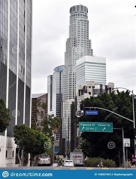 Los Angeles Skyscrapers Editorial Stock Photo Image Of Modern 158007403