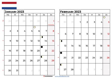 Kalender Januari 2023 Met Weeknummers Nederland