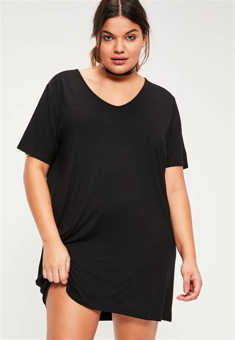 Missguided Plus Size Black V Neck T Shirt Dress Plus Size Outfits Clothes Plus Size Women