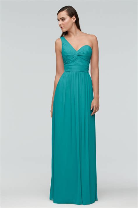 One Shoulder Aqua Green Long Bridesmaid Dress Budget Bridesmaid Uk