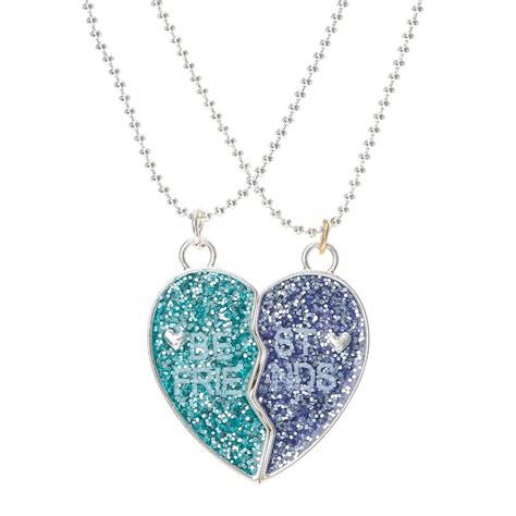 Best Friends Glitter Split Heart Pendant Necklaces Claires Us