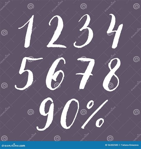 Hand Lettering Set Of Numbers Stock Vector Illustration Of Numbers