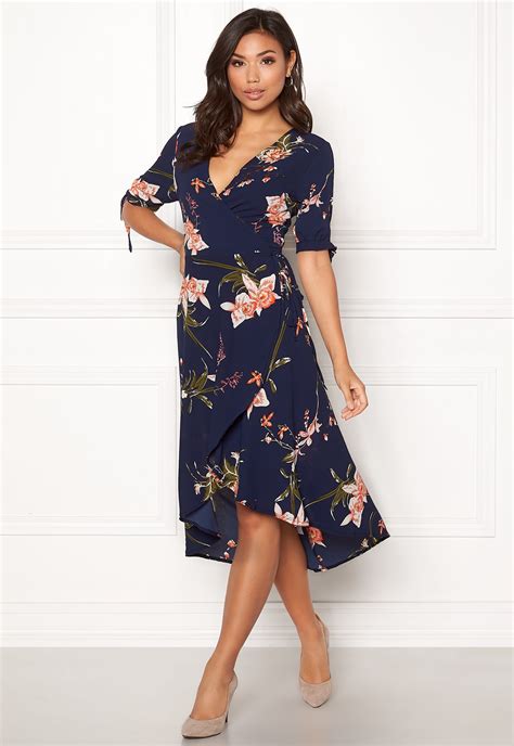 ax paris floral tie wrap dress navy bubbleroom