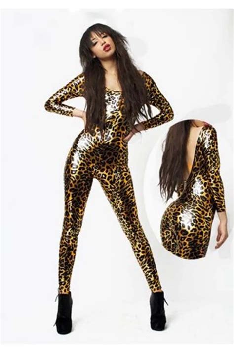 Buy Erotic Latex Leopard Catsuit Bodysuit Bodystockings Faux Leather Erotico