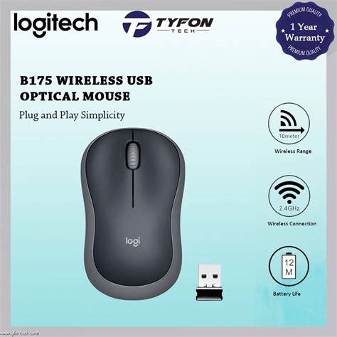 Logitech B175 Wireless Usb Optical Mouse Blackgrey
