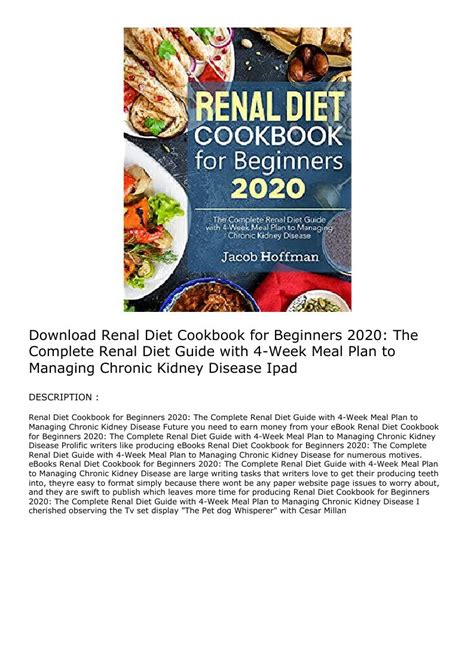 Download Renal Diet Cookbook For Beginners 2020 The Complete Renal