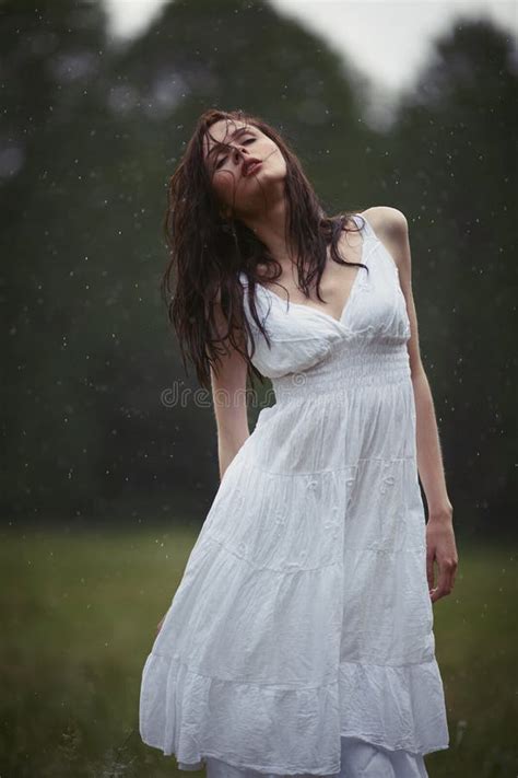 Beautiful Girl Under Rain Stock Image Image Of People 69033463