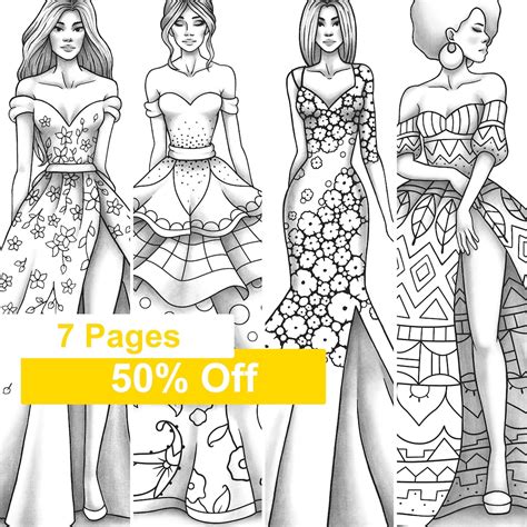 Adult Coloring Book 7 Fashion And Clothes Colouring Pages Model
