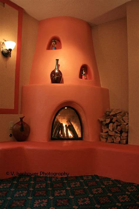 A Santa Fe Kiva Style Fireplace Southwest House Adobe Home Adobe