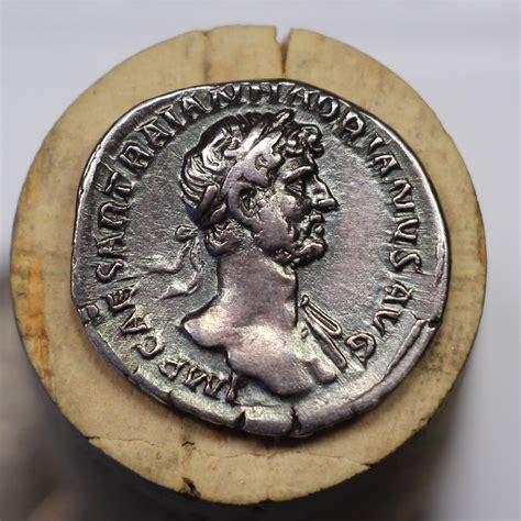 120 Ad Roman Empire Silver Denarius Emperor Hadrian Original Skin