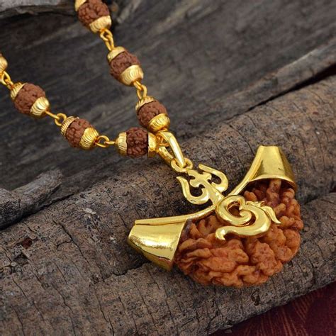Buy Ek Mukhi Rudraksha In Gold Plated Brass Pendant With 5 Mukhi Online