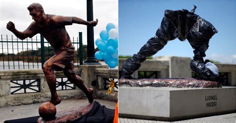 Lionel Messi Statue Cut In Half In Buenos Aires On Same Day Ronaldo
