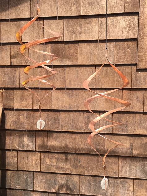 14 Hanging Pounded Copper Kinetic Wind Sculpture Double Etsy