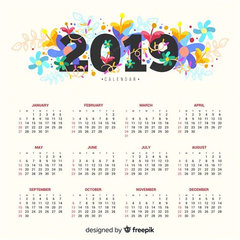 Free Vector 2019 Calendar