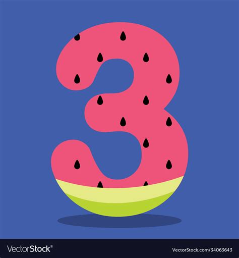 Watermelon Numbers 03 Royalty Free Vector Image