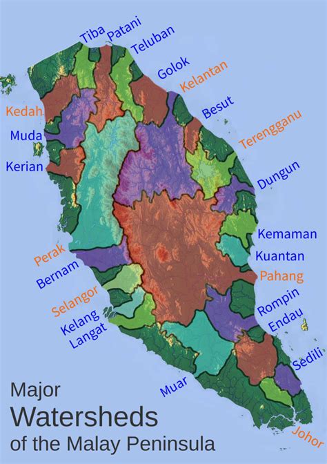 Major Watersheds Of The Malay Peninsula Rmalaysia