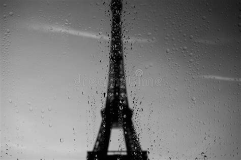 Eiffel Tower Through Window At Rainy Day Stock Image Image Of Seine