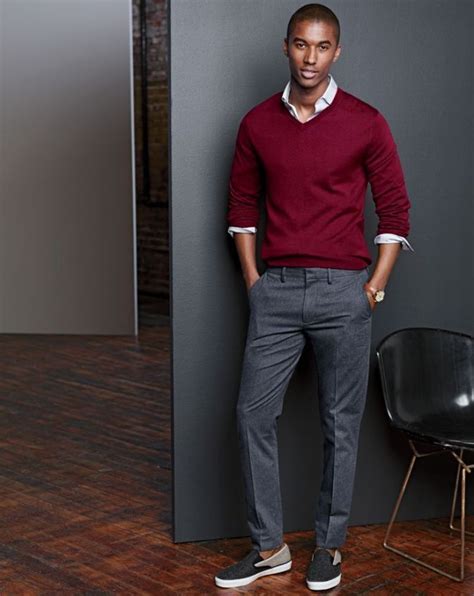 For The Men How To Wear The Colour Of 2015 Sweater Outfits Men Burgundy Sweater Outfit