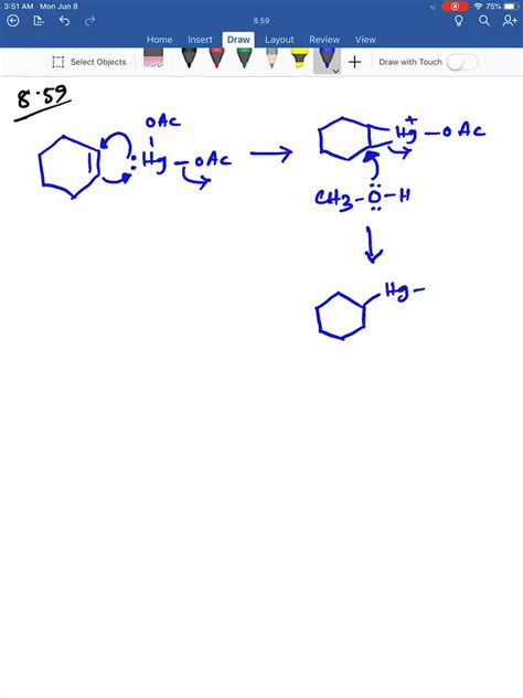 Solvedreaction Of Cyclohexene With Mercuryii Acetate In Ch3 Oh