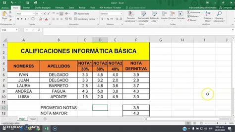 Manejo De Fórmulas Básicas En Excel 2 De 2 Youtube