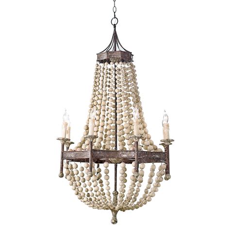 Wood Bead Chandelier Home Lighting And Dining Room Chandeliers