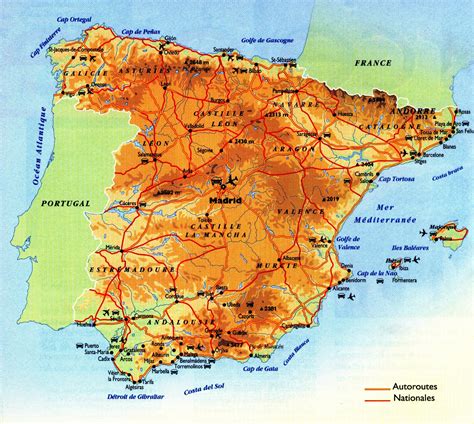 Carte Espagne Espagne Carte Relief • Voyages Cartes