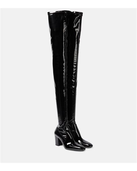 Saint Laurent Betty Latex Over The Knee Boots In Black Lyst Uk