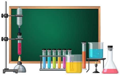 Scientific method posters for kids. Blackboard template with science equipments in background ...