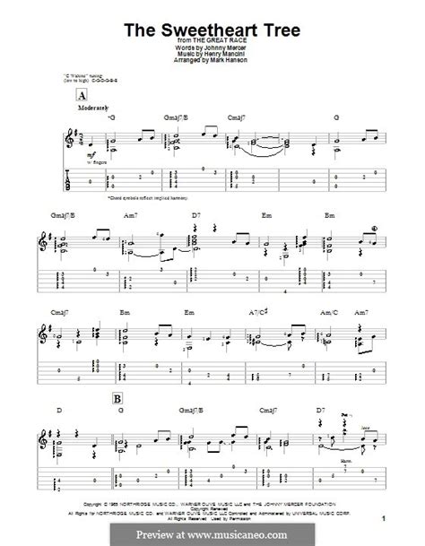 The Sweetheart Tree By H Mancini Sheet Music On Musicaneo