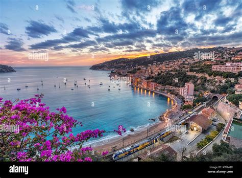 Aerial View Of Villefranche Sur Mer And The Bay Of Villefranche On