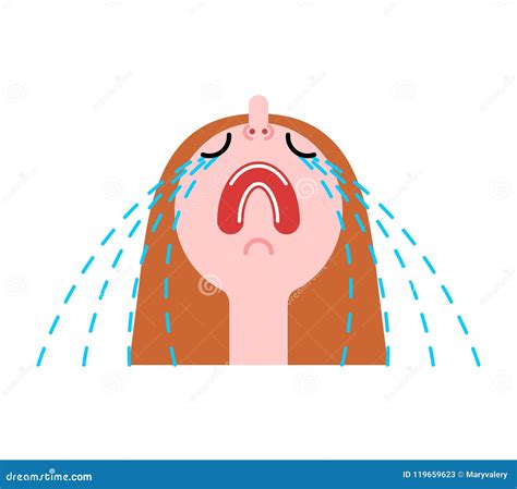 girl crying head woman weeping tears from eyes vector illustration 119659623