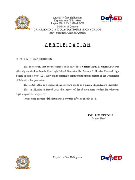 As an employer, you have to recognize the qualities of your good employees as they are an asset to any organization. Certificate of Good Moral | High Schools