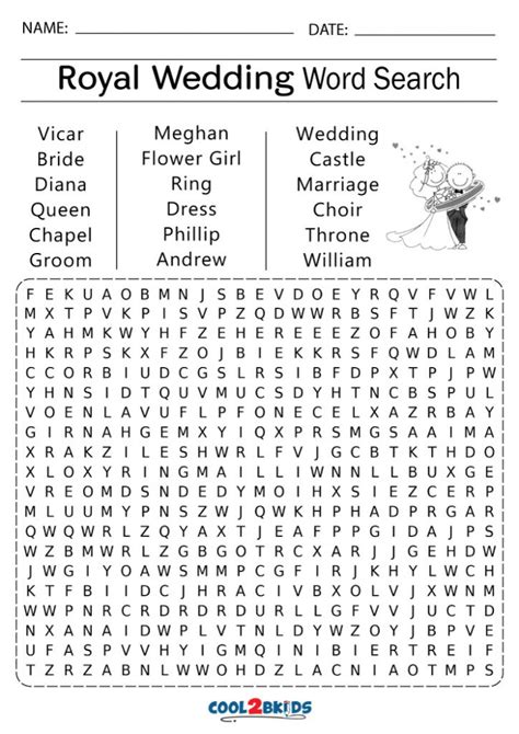 Printable Wedding Word Search Cool2bkids