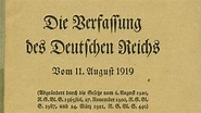 Deutscher Bundestag - Vor 100 Jahren: Weimarer Reichsverfassung ...