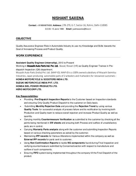 Example resume objectives for engineers. Quality Engineer | Sample resume, Mechanical engineer resume, Resume