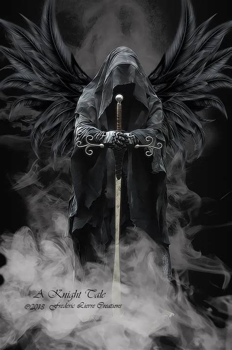 Angel Of Death Black Wings Hooded Face Sword Grim Reaper